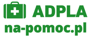 Green text reads "ADP pomocy" in bold letters.